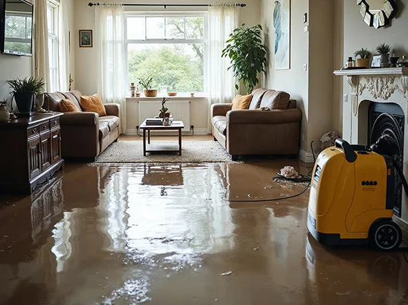 Water damage restoration work in a New York residential interior