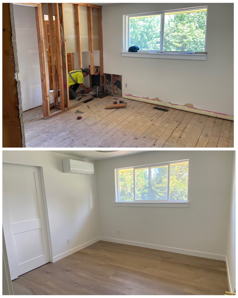 Clean restored interior wall and ceiling after drywall repair